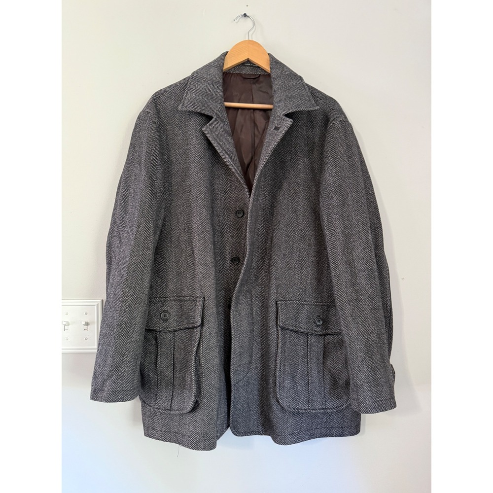 Ibiza Napoli Coat mens 44R Grey Wool Cashmere Herringbone Car Jacket